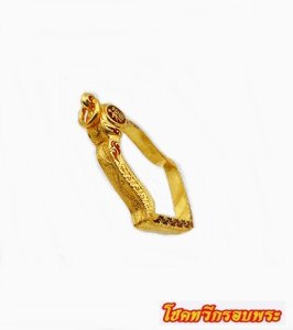 กรอบเงินชุบทองแท้ ทรงจำปีใหญ่ท้าวเวสสุวรรณ 2.7*3.7 ซม.